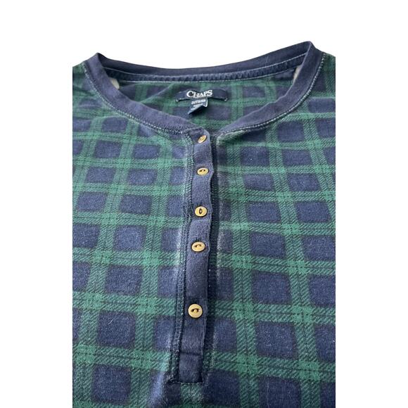 CHAPS LONG SLV CREW NECK PULL- OVER TOP, WOMENS, 2X, NAVY BLUE & GREEN PLAID - Picture 4 of 12